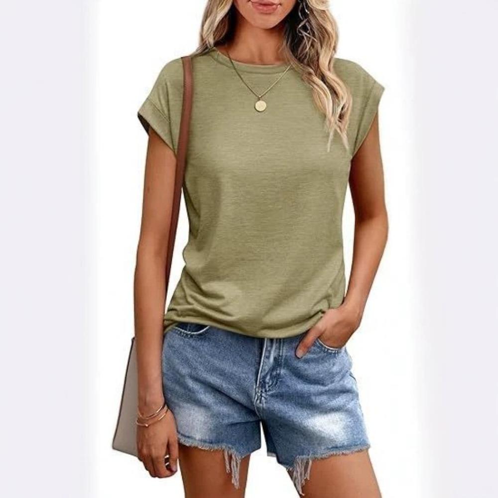 2026 Summer Women's Solid Color Round-neck Short-sleeved T-shirt