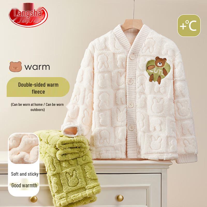 LangSha Kids Plush Flannel Pajamas Set 140