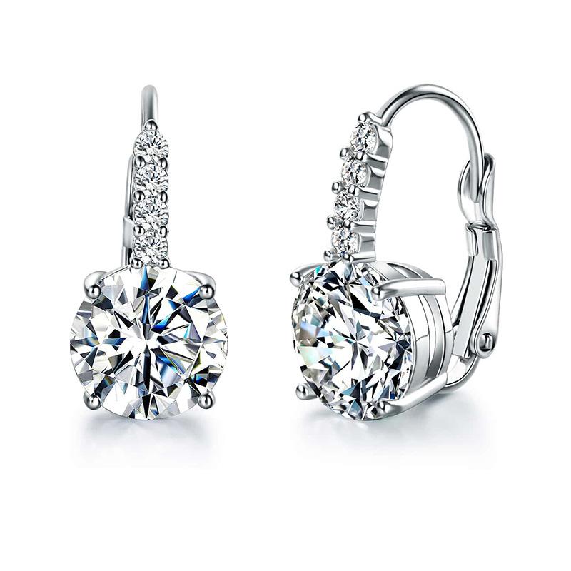 European and American fashion zircon earrings jewelry niche design sense gold diamond four claw ear buckle hot-selling earrings платиновый