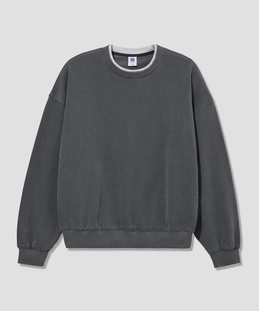 AGOD Layered Crew Neck Sweatshirt [Pigment Charcoal]