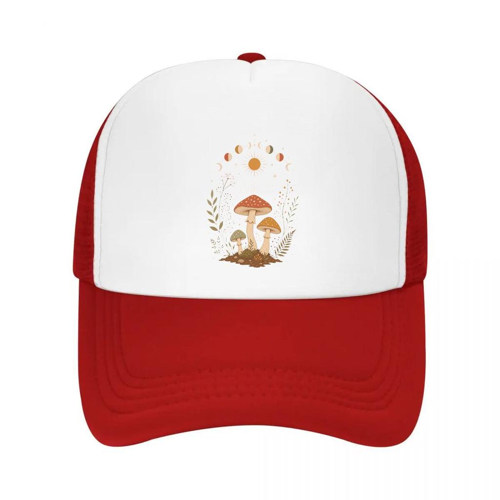 Boho Celestial Forest Mushroom Phase Mesh Baseball Cap Casual Hat Outdoor  For Womens Unisex FeUnisex