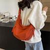 Women Solid Color Large Capacity Zipper Dumpling Bun Bag Leisure Sports Canvas Inclined Shoulder Crossbody Bags Adjustable Band Strap