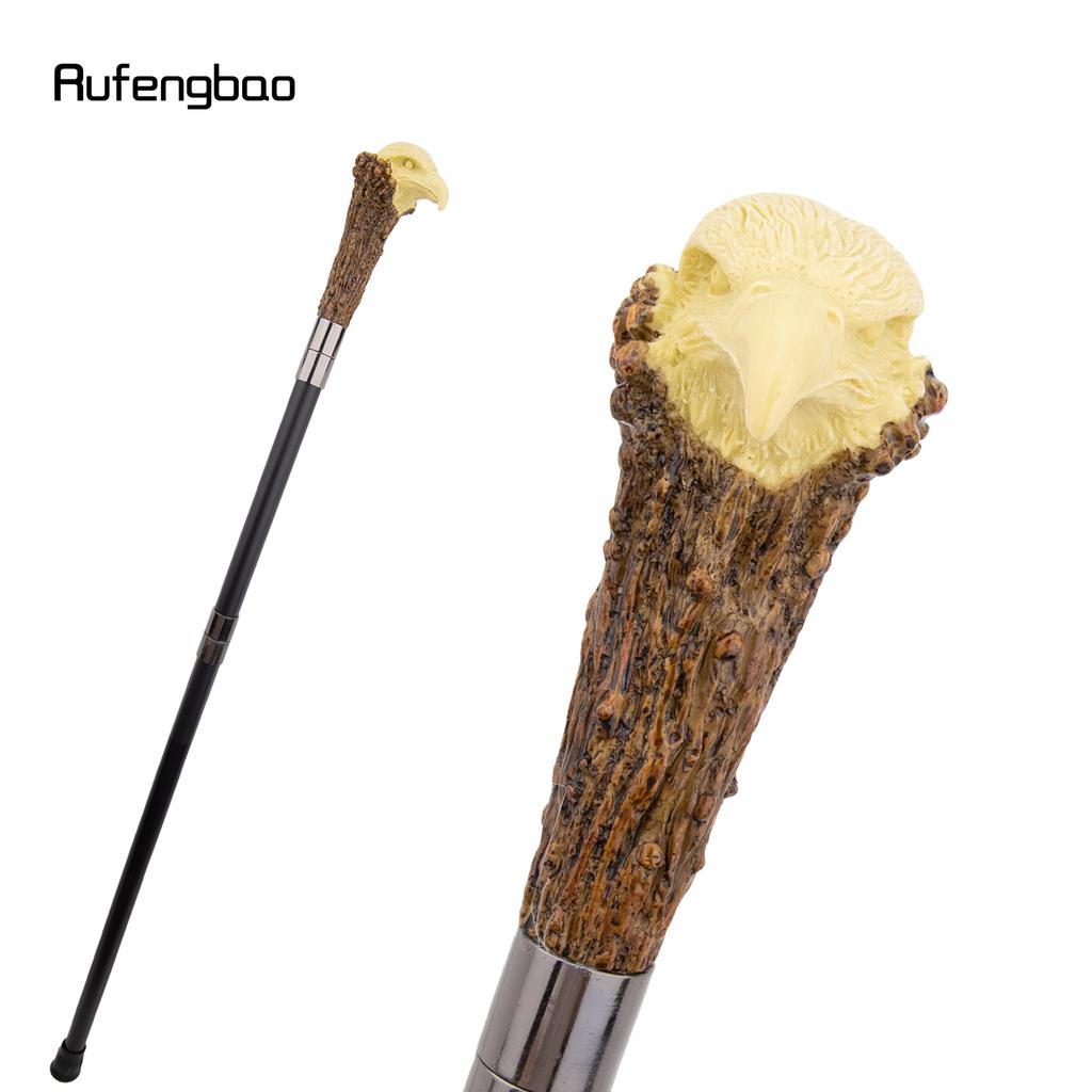 Yellow Resin Eagle Head Tree Root Walking Cane Fashion Decorative Steel Stick Gentleman Elegant Cosplay Cane Knob Crosier 94cm