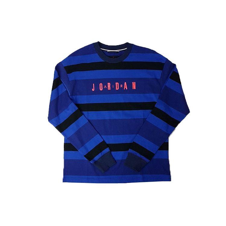 Air Jordan Sport DNA Casual Stripe Pullover Long Sleeve T-Shirt Men Tops Blue CV1143-470