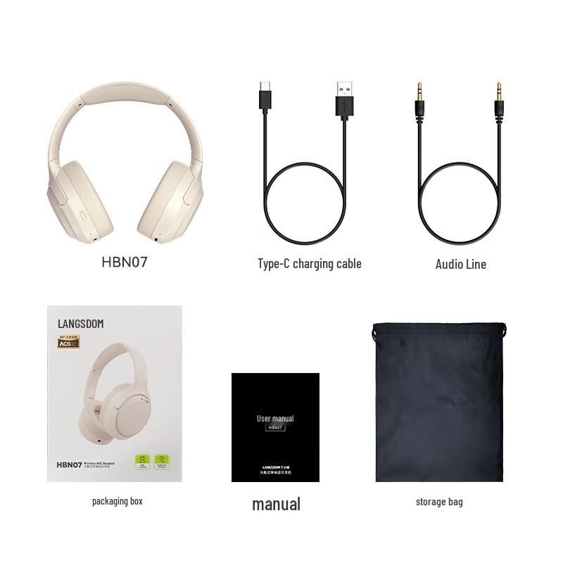 Lanston HBN07 Active Noise Cancelling Wireless Over-Ear Headphones