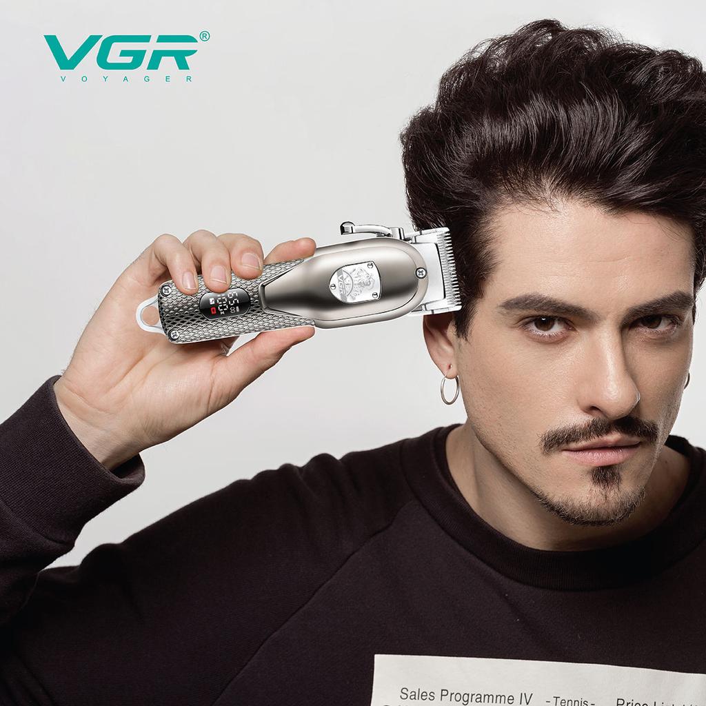 Original VGR Haarschneider für Männer Professioneller Haartrimmer Wiederaufladbarer Trimmer Rasierer Haarschneide-Set mit LED Digitalanzeige V-276