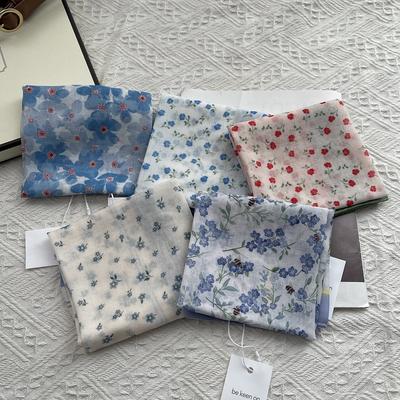 Spring and Summer New Cute Fan Floral Small Square Scarf Women's Silk Scarf Versatile Fresh Version