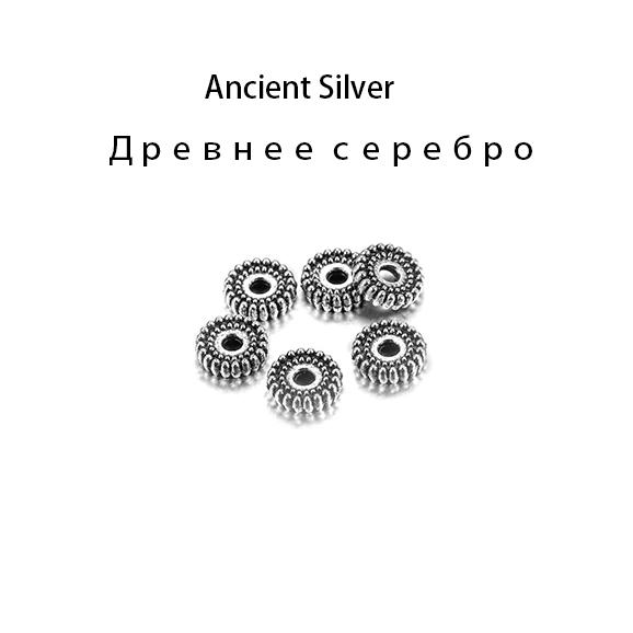 100Pcs 6 7mm Multicolor Tibetan Beads Zinc Alloy Spacer Loose Beads For Diy Jewelry Making Findings Supplies Bracelet Necklace