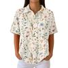 Women’s Casual Knit Short Sleeve Collared Shirt with Floral Print Relaxed Fit Lightweight Top for Everyday Wear