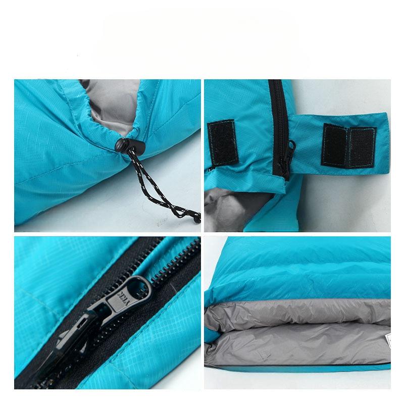 Filling 600/800/1000g White Goose Down Adult Envelope Sleeping Bag Single Person Ulrtalight Outdoor Camping Wich Cap Portable