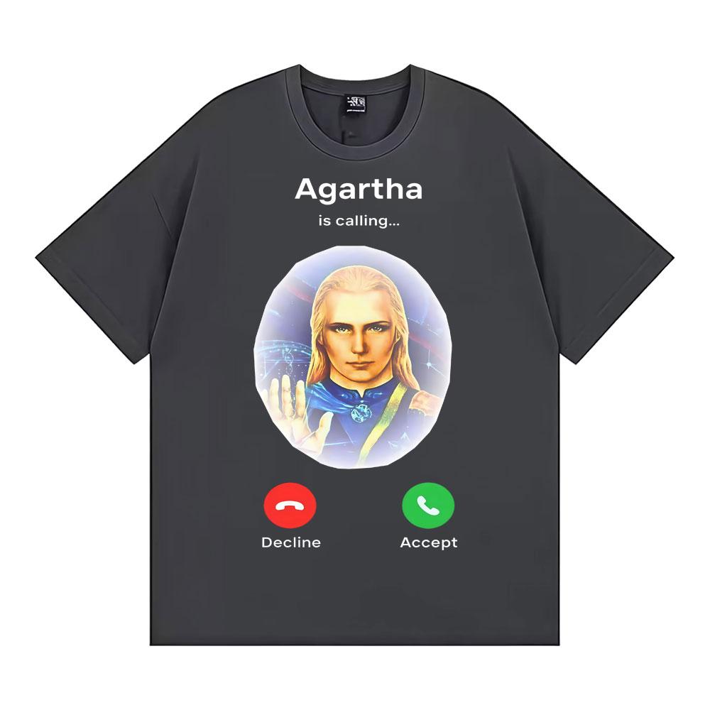 Agartha The Land Down Under Meme Grafik T-Shirts Herren Damen Hip Hop Gothic T-Shirt Komfort Oversized Rundhals T-Shirt Streetwear