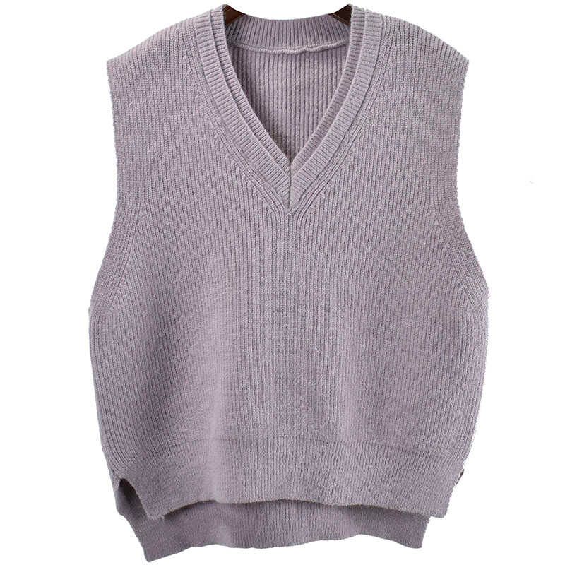 Large Vest Thick Loose Waistcoat Sleeveless Vest Autumn and Winter All-Matching Outerwear Thermal Knitting Sweater Women's Bandage Dress