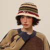 Anti-cold Knitted Bucket Hat Warm Woven Basin Cap Seaside Beach Cap Striped Fisherman Hat  Vacation