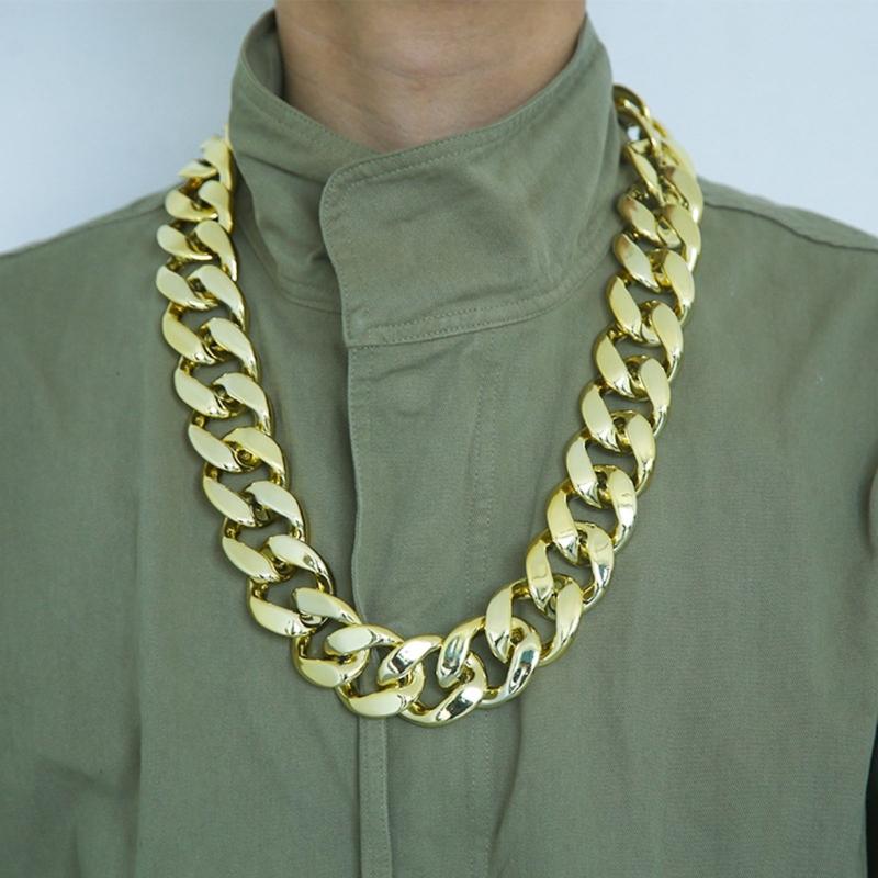 Plastic Big Chunky Chain Necklace 90s Hip Hop Gold Costume Necklace Photography Props Rapper Hip Hop Accessory Jewelry