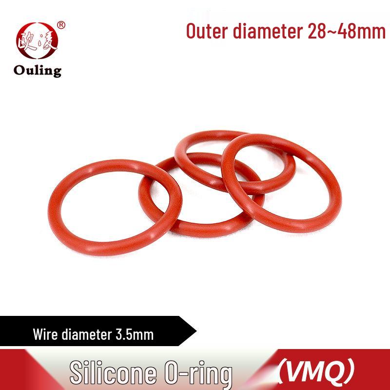 Red Silicone O-ring Seal, Outer Diameter: 28-48mm, Thickness: 3.5mm, High Elasticity 28mm OD (5 pcs) Red Silicone O-Rings