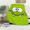 Cute Frog Cartoon Game Funny Face o-Om n-Nom Flannel Warm Comfort  Soft Plush Blanket for Sofa Living Room Bedroom Travel Gift