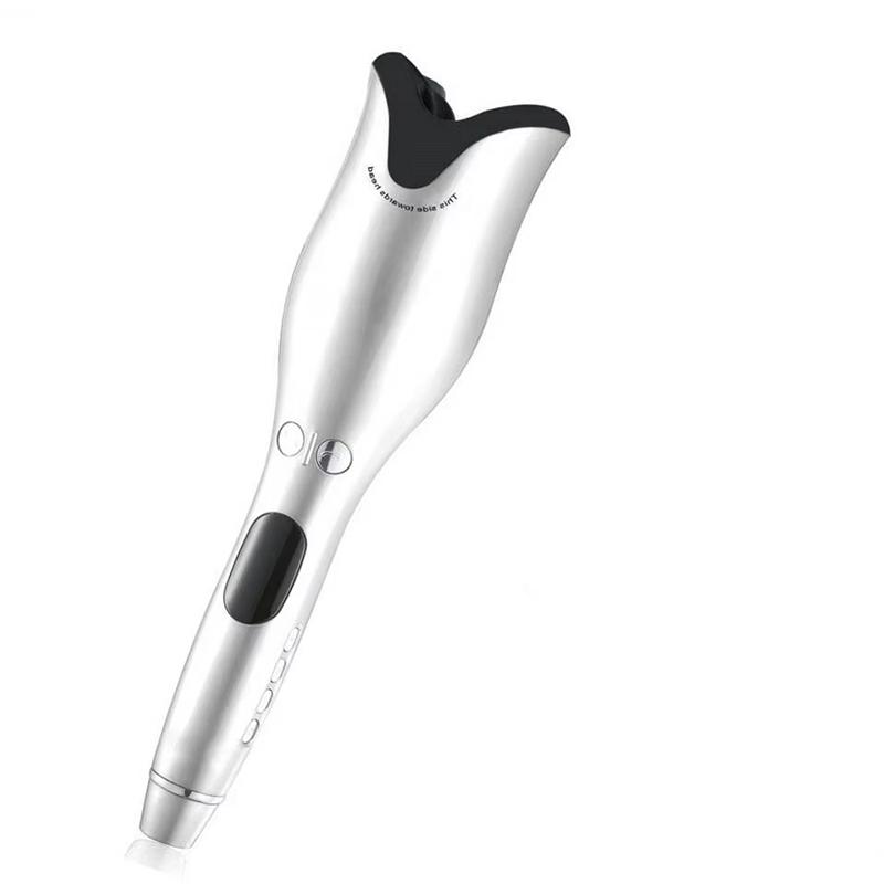 

Профессиональная автоматическая вращающаяся плойка для волос с ЖК-дисплеем, электрический источник питания, регулируемая настройка времени, плойка для завивки волос US белый