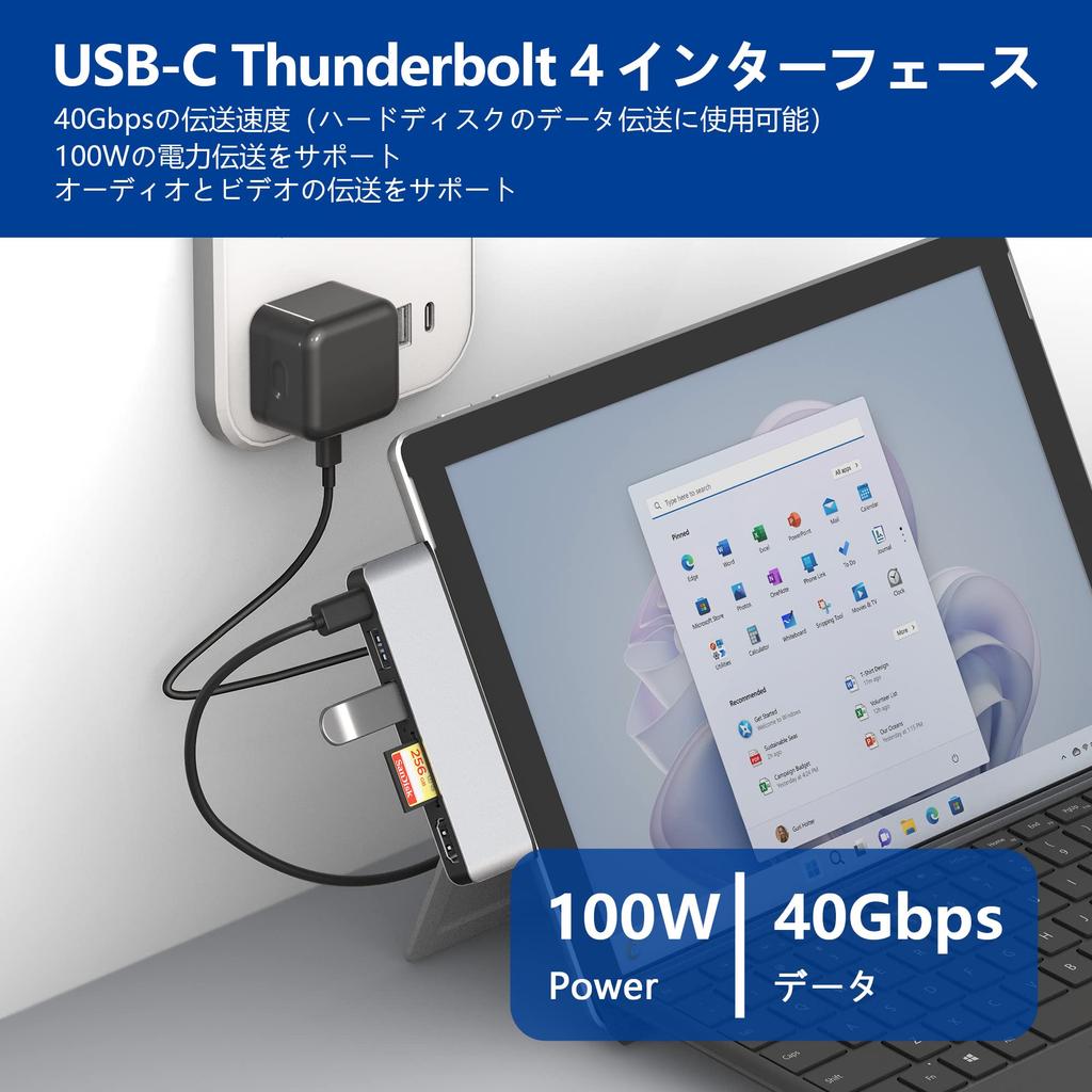 Hub USB Surface Pro Thunerbolt 4 Dane PD Port 4K HDMI 2x Gniazdo Kart Wieloportowy Hub Surface Pro 9 Potrójny Wyświetlacz Pro Stacja Konwertująca Surface Pro X