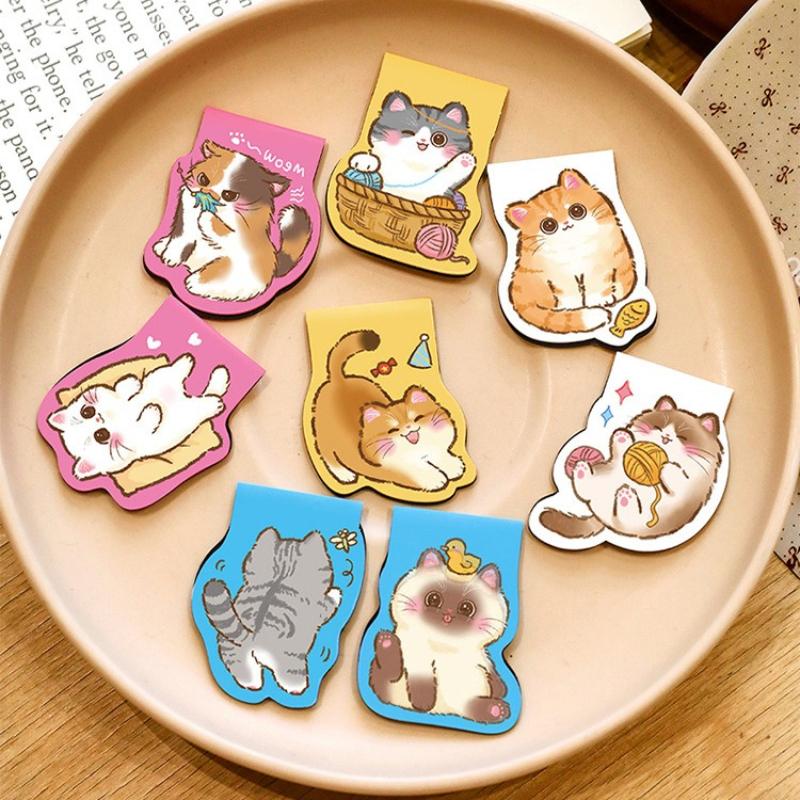 Lovely Ins Cute Cat Magnetic Bookmark Cartoon Double Reading Book Page Clip High Value Learning Kawai Stationery Bookmark Prize