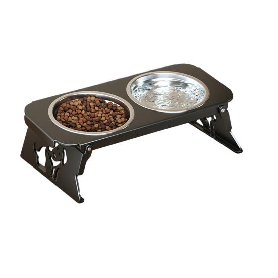 Elevated Dog Feeder Stainless Steel Pet Bowls with Foldable Stand No Spill Raised Pet Feeding Station for Healthy Eating Drinking Posture