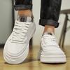 Couple Board Shoes Autumn Leather Surface Solid Color Versatile Low-top Sports Little White Shoes Large Size Platform Men's Shoes