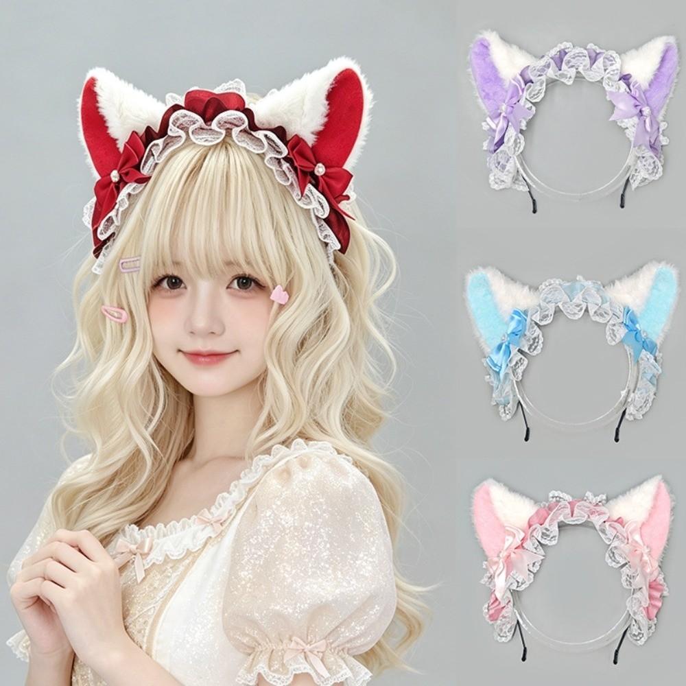 Handmade Cat Ear Headband Lolita Simulation Animal Ears Hairband New Furry Hair Band Cosplay