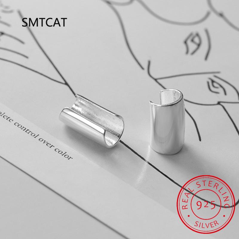 Real 925 Silver Smooth Surface Ear Cuff Clip on Earrings For Women Wedding Party Fine S925 Jewelry DA1794