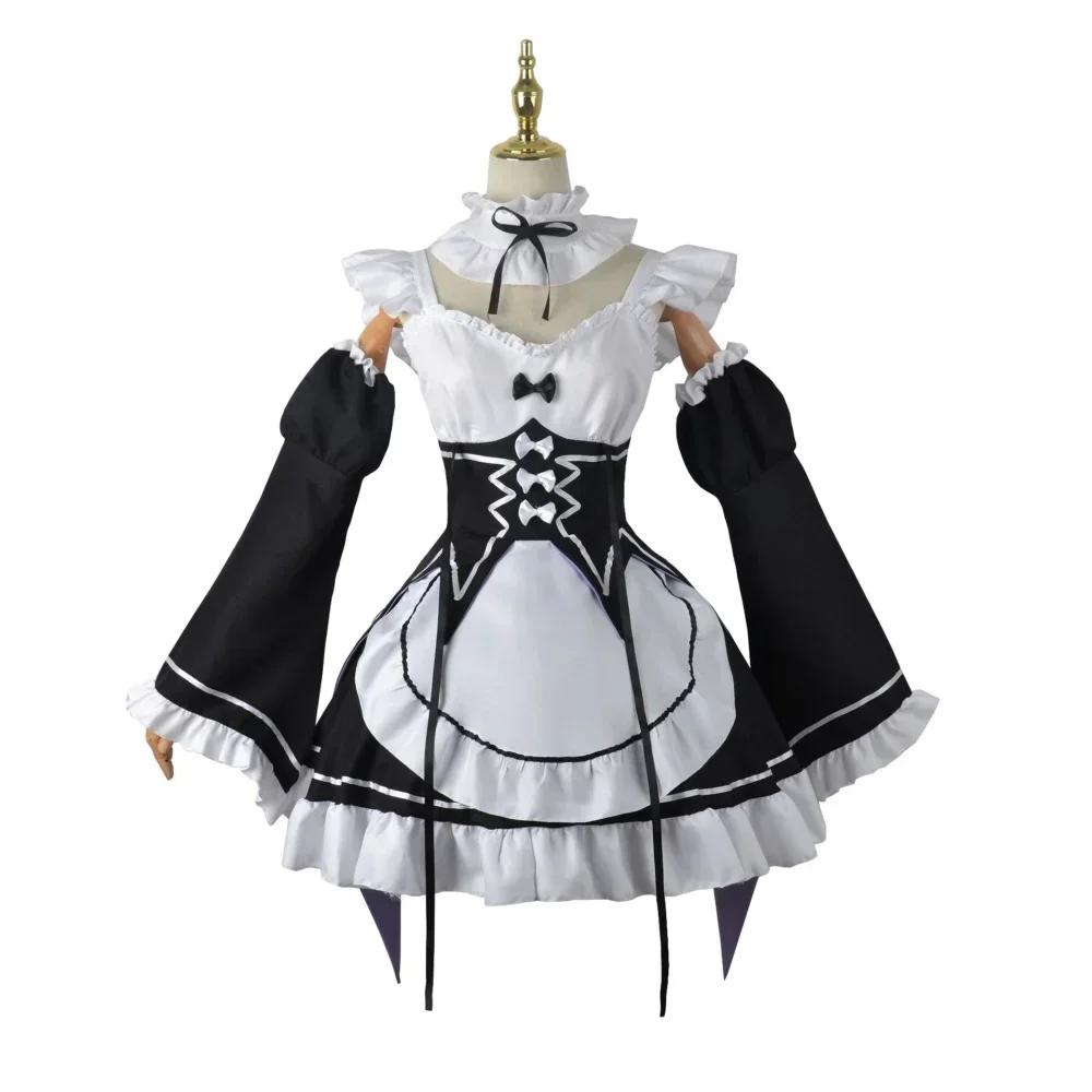 Anime Ram Rem Lolita Meid Cosplay Re Leven In Een Andere Wereld dan Nul Kostuums Vrouwen Loli Jurk Halloween Feestpak XXL