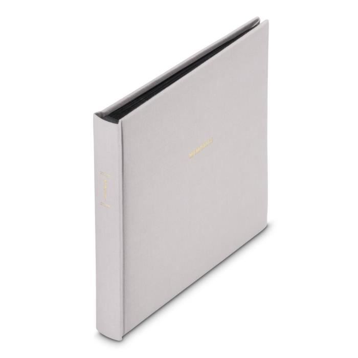 Album photo - Memories - 25 x 25 cm - 50 pages noires - Couverture en tissu - Gris