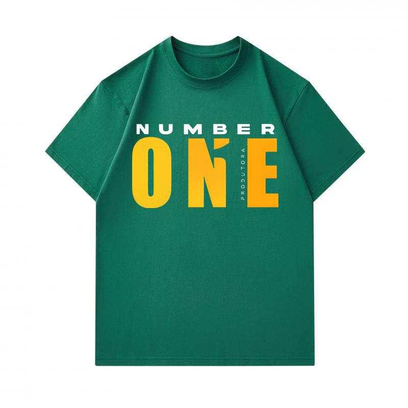 Men's 100% Cotton Crew Neck Short Sleeve T-Shirt, Casual NUMBER ONE Letter Printed Soft Breathable Summer Tee Top for Daily Wear Street Activity