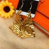 Elegant Luxury Iron Checkered Tassel Drop Earrings Versatile Daily & Party Wear All-Season Fashion Accessory