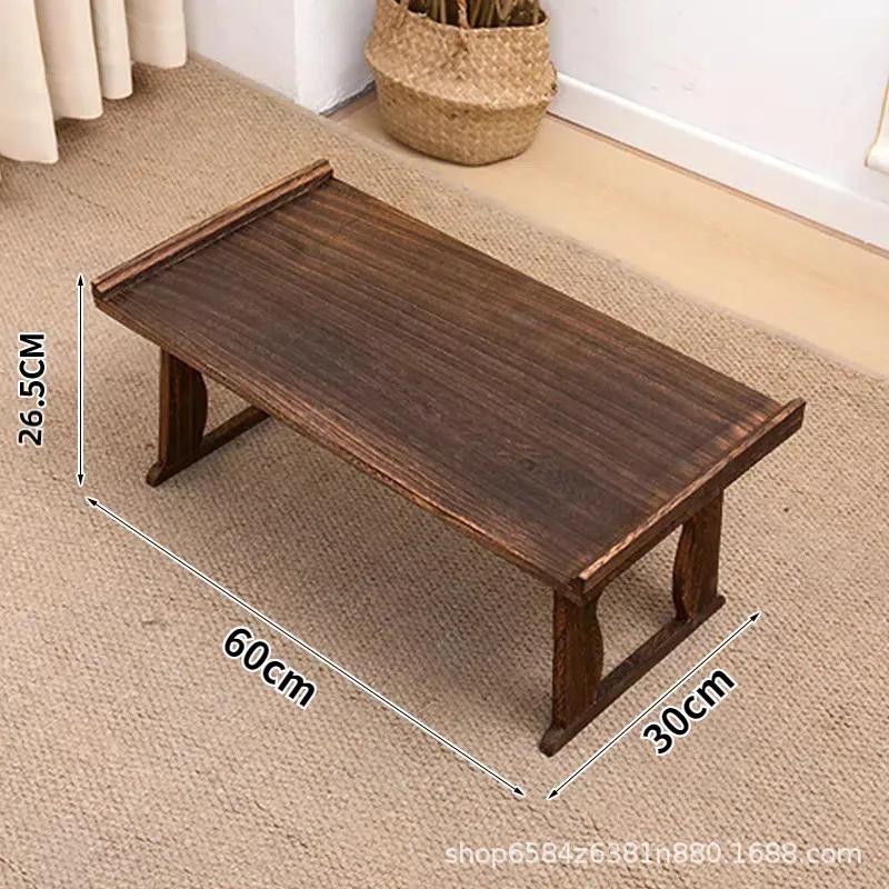 Wooden Japanese Table Small Coffee Table Bay Window Meditation Altar Low Sitting On the Floor Bed Table Tray Foldable Legs