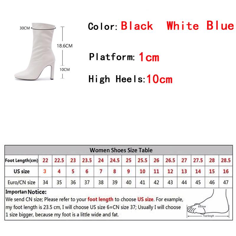 Blue Ankle Boots For Women Runway Style Party Nightclub Stripper Booties Ladies Fashion Square Toe Zip Autumn Winter Shoes Pumps