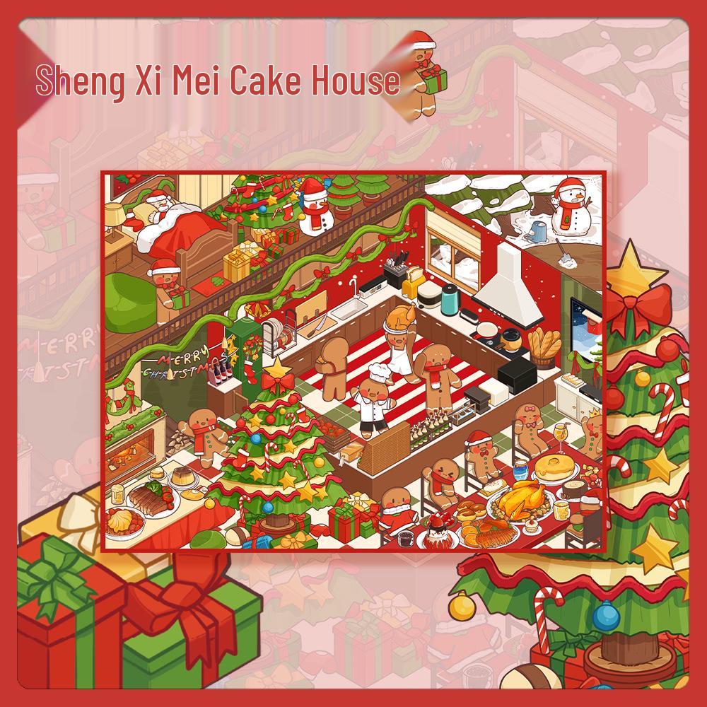 Large Format Miniature Shrunken World Christmas Gingerbread House - PET Transparent Material No