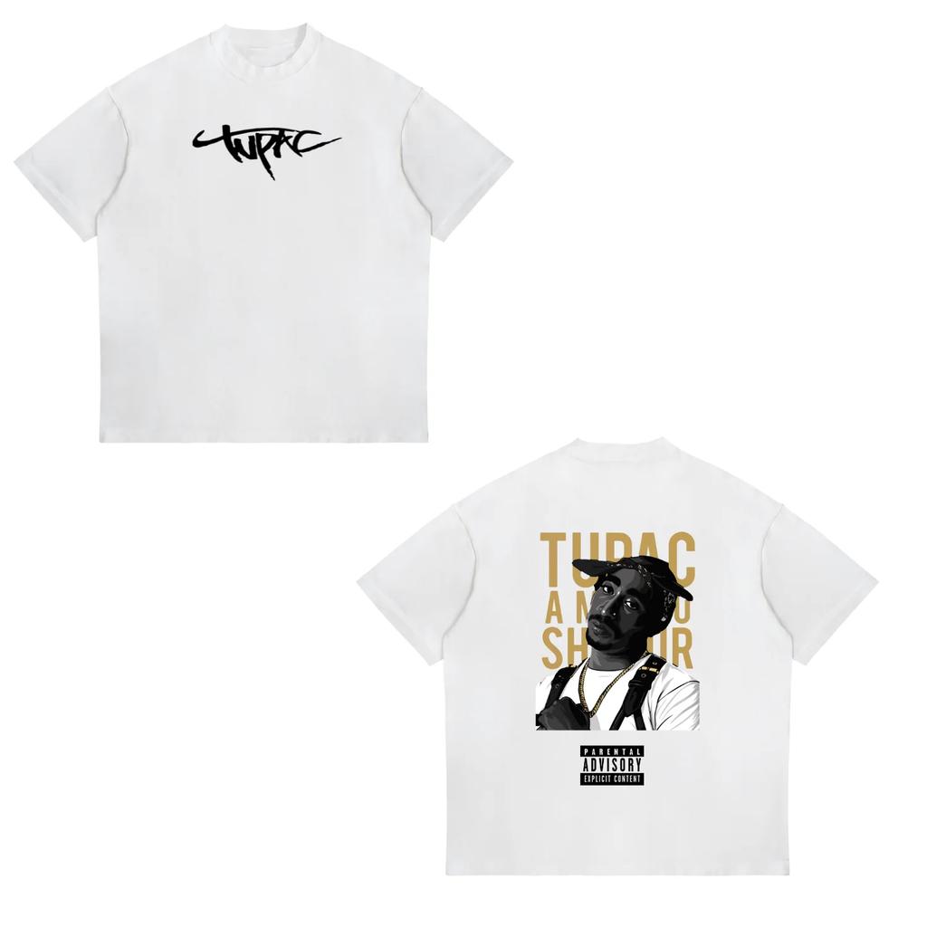 Camiseta Oversized com Manga de Rap Singer Tupac 2pac Hiphop Streetwear Moda Verão 2025 Unissex e Feminina Infantil Algodão
