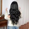 ALAN EATON Long Synthetic Black Wig Wavy Wigs with Bangs Cosplay Wigs for Women Party Use Heat Resistant Fiber