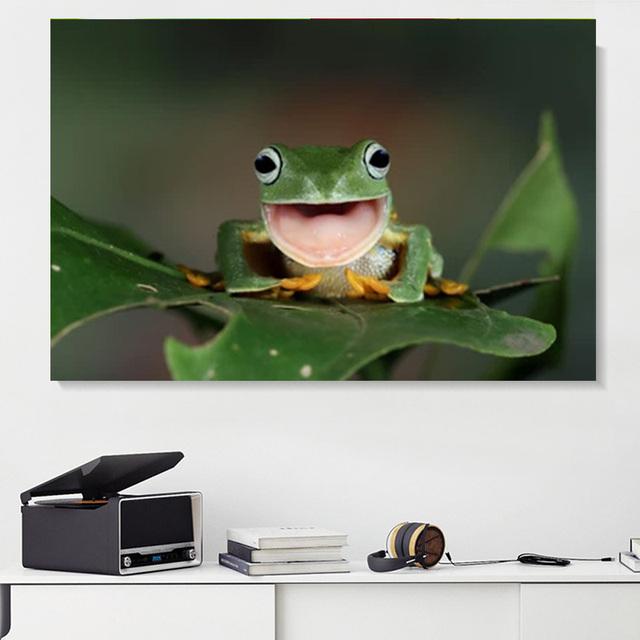Pictură pe pânză cu animale Broasca de copac care râde Postere și imprimeuri Poze de artă de perete peisaj pentru camera de zi Decor fără cadru
