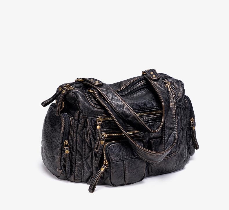 Women's Y2K Washed Distressed Large Motorcycle Shoulder/Crossbody Handbag