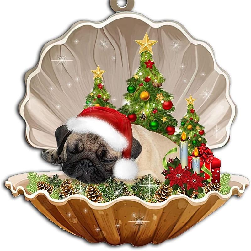 Cute Cartoon Acrylic Car Hanging Decoration For Christmas Tree Shell Sleeping Dog