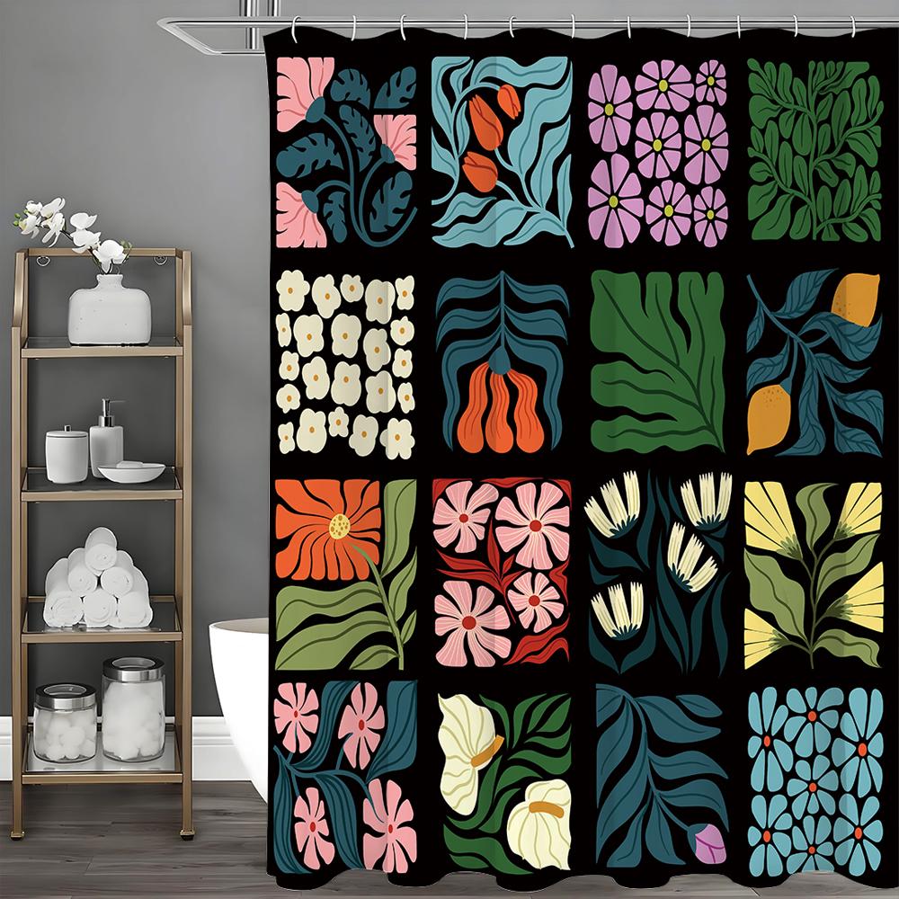 

Коллаж из цветов и растений Занавеска для душа, Декоративная занавеска для душа для ванной комнаты, Водонепроницаемая занавеска для душа с крючками 90*180cm