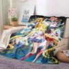 HD S-Sailor M-Moon Flannel Throw Blanket 3D Cartoon Print Soft Warm Lightweight Sofa Bed Cover Girls Bedroom Travel Decor Gift