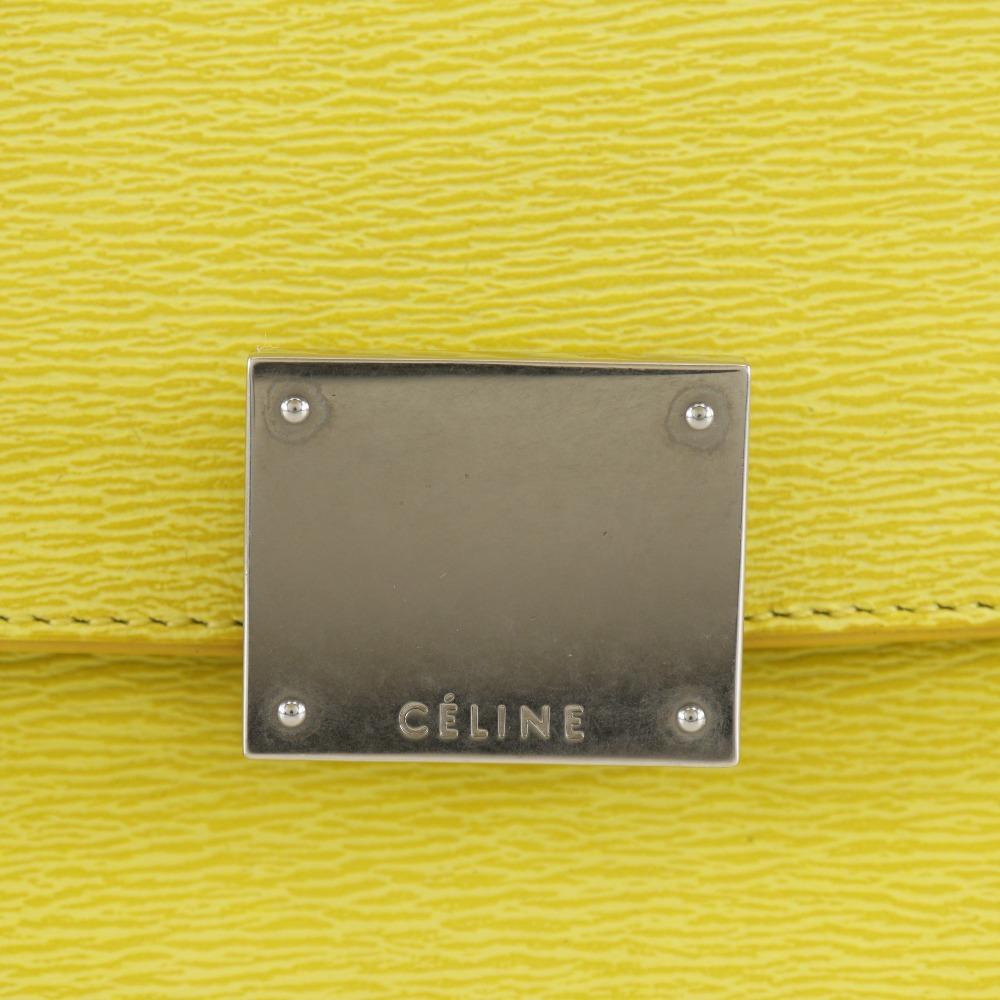 CELINE Trapeze Small Handbag 174683 yellow Calfskin Women Used