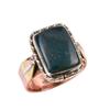 Natural Bloodstone Gemstone 925 Solid Sterling Silver Two Tone Ring S.9.5 H8W53