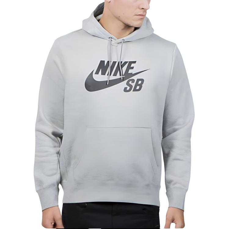 Nike SB Logo Print Pullover Hoodie Herren Hoodies Grau AJ9733-063