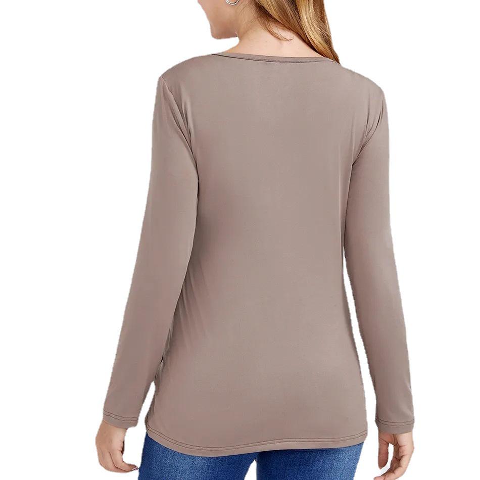 New 2022 V-Neck Long-Sleeve Solid Color Breastfeeding Maternity Wear for Europe and America.