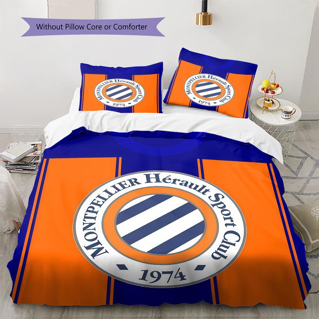 Montpellier HSC Logo Bedding Quilt Set Quilt Cover Pillowcase Home Decoration Birthday Gift (1 * Duvet Cover + 2 * Pillowcase, Without Core)