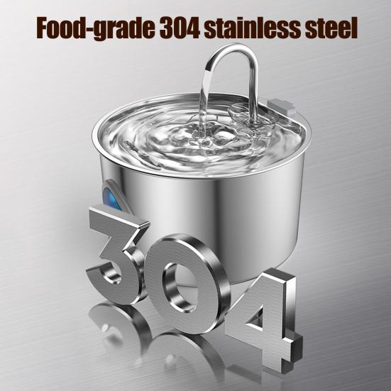 3.2L Pet Water Fountain Stainless Steel Automatic Water Dispenser Cat Water Fountain with Clear Window Quadruple