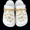 24/26PCS Shoe Charms Set Golden Lip Letter Butterfly Pentagram Chain Shoe Decorati Buckle for Sandals Clogs DIY Accessories Gift