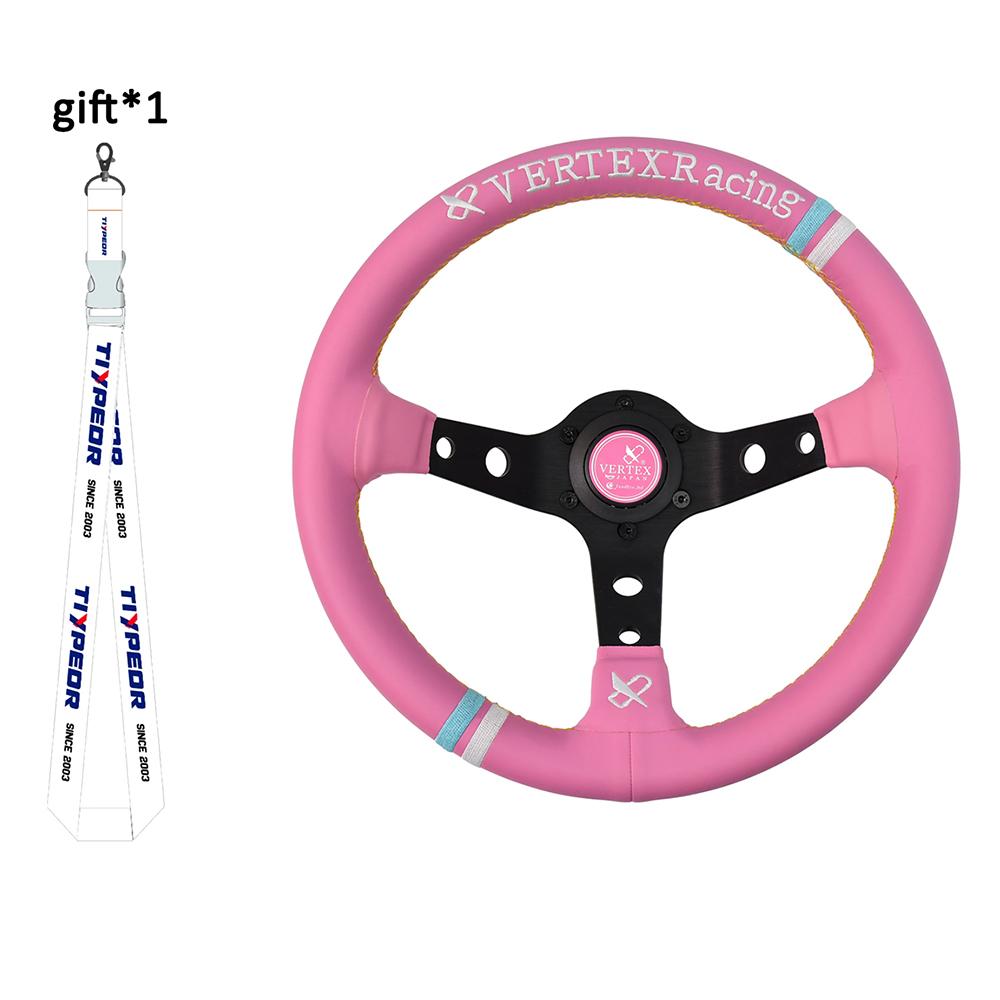 Vertex 320MM Star Embroidery Sports Steering Wheel Golden Wiring Universal Modified Steering Wheel with Forever