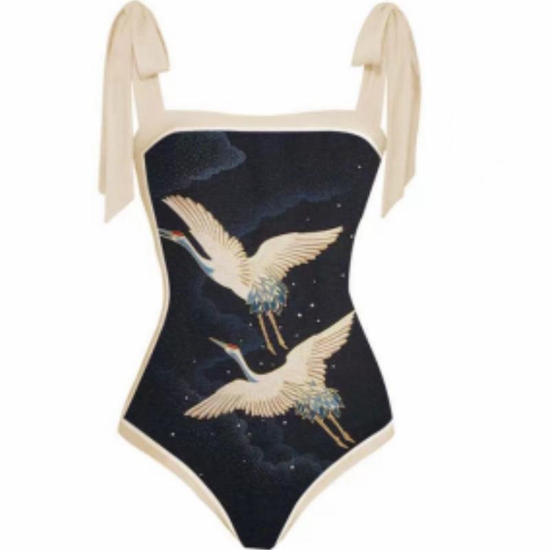 2024 European & American One-Shoulder Backless Maxi Bikini Dress with Sun Protection